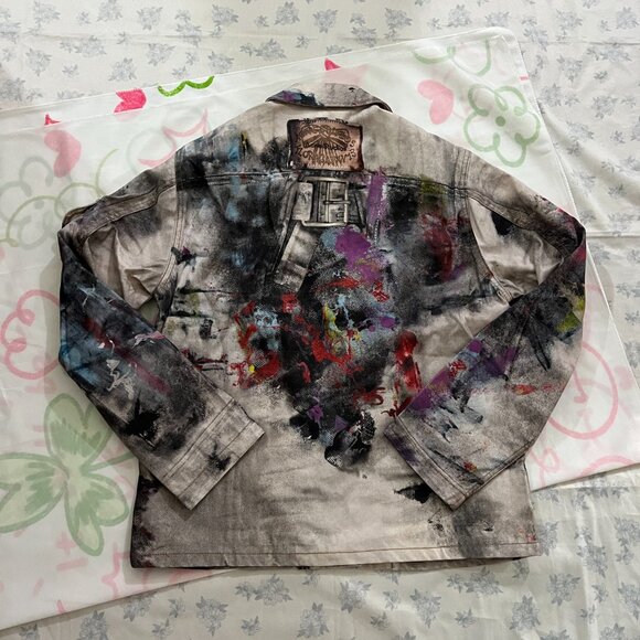 Acne Studios Painter Trompe L'oeil Splatter Graffiti Denim Jacket - Picture 7 of 8